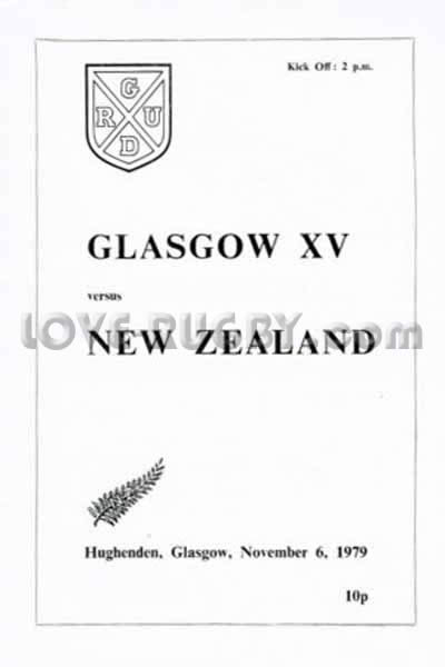 1979 Glasgow v New Zealand  Rugby Programme
